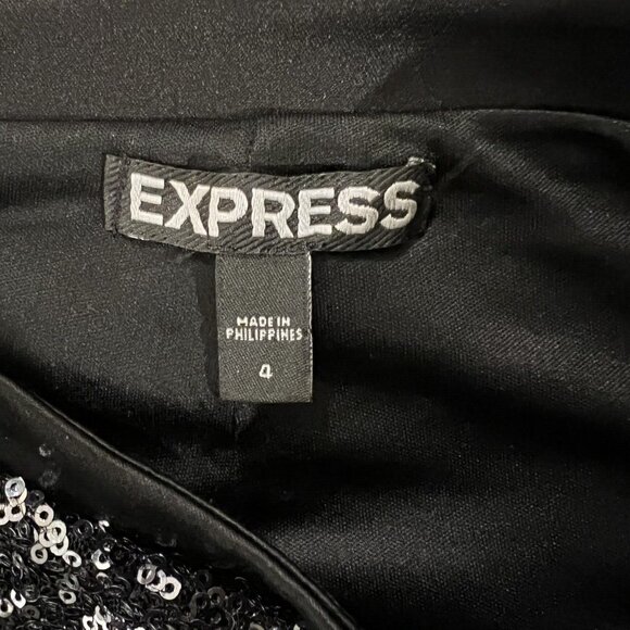 EXPRESS Black Silver Sequins Midi Pencil Skirt Size 4 - Picture 10 of 12